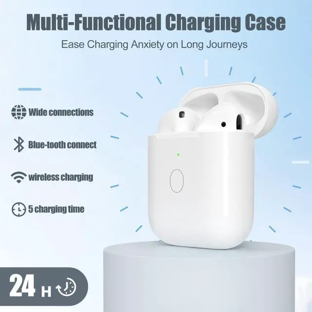 Alt view image 3 of 6 - Wireless Charging Case Only for AirPods 1st 2nd gen , Charger Case Compatible with AirPods 1/2 Gen Replacement Charger Cases, Support Bluetooth Pairing&Sync Button, Earbuds Not Included
