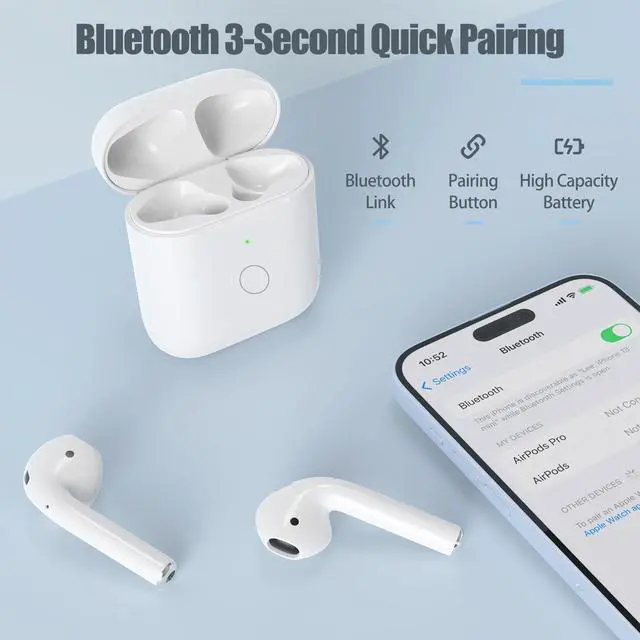 Alt view image 5 of 6 - Wireless Charging Case Only for AirPods 1st 2nd gen , Charger Case Compatible with AirPods 1/2 Gen Replacement Charger Cases, Support Bluetooth Pairing&Sync Button, Earbuds Not Included