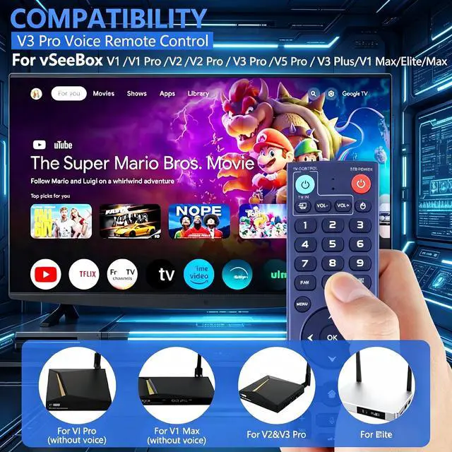 Alt view image 2 of 6 - New V3 Pro Voice Remote Control Replacement for vSeeBox V1/V2,V1/V2/V3/V5 Pro,V3 Plus/Elite/Max| Voice Remote Control