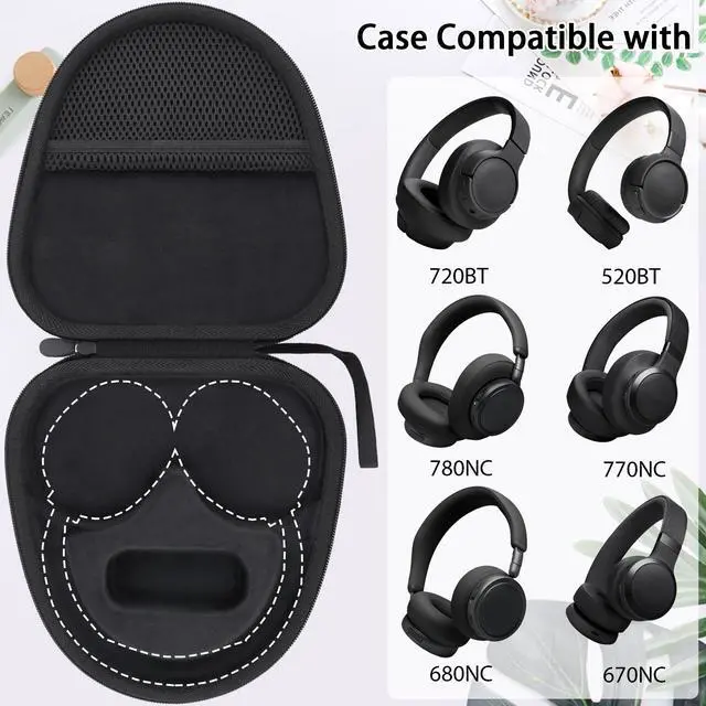 Alt view image 2 of 6 - Hard Case for JBL 720BT 520BT 670NC 510BT 770NC 780NC 680NC,Black | Over Ear Wireless Headphones Compatibility, Travel Protection, Space For Cables And Accessories, Hard Protective Shell