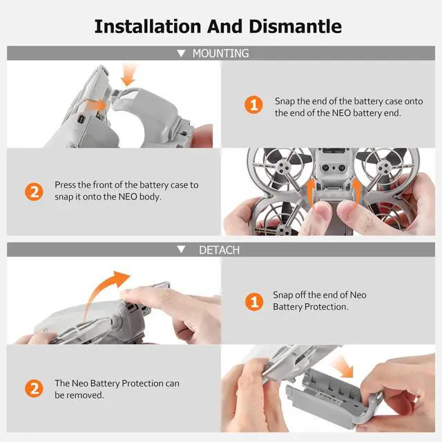 Alt view image 6 of 6 - Neo Battery Protector for DJI Neo Accessories, Neo LED Light Landing Gear 2-in-1 Kit (Not for NEO 2)