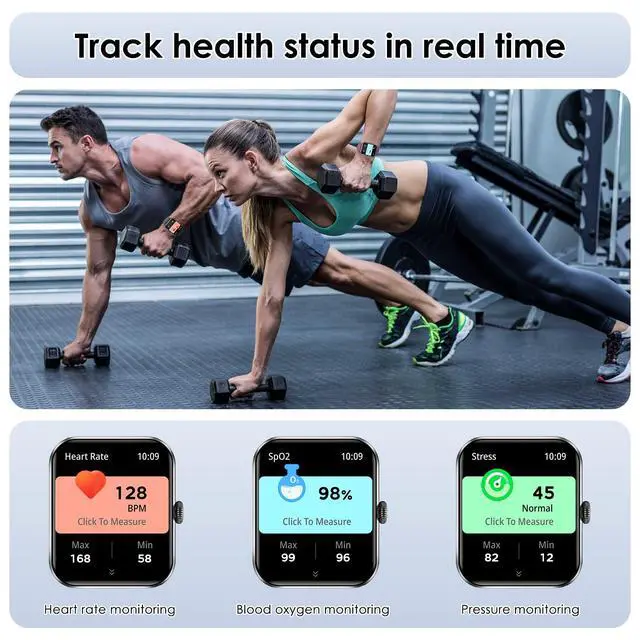 Alt view image 3 of 6 - Smart Watch(Answer/Make Call), 1.85" Smartwatch for Men Women, 100+ Sport Modes, Pedometer, IP68 Waterproof Fitness Tracker, Heart Rate/Sleep Monitor, Smart Watches for Android & iOS (2 Straps)