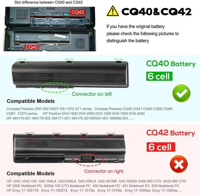 Alt view image 3 of 6 - EV06 Laptop Battery for HP Pavilion G50 G60 G70 G71 G60-535DX Compaq Presario CQ60 CQ50 CQ40 CQ70 CQ45 484170-001 484171-001 484172-001 485041-001 485041-002