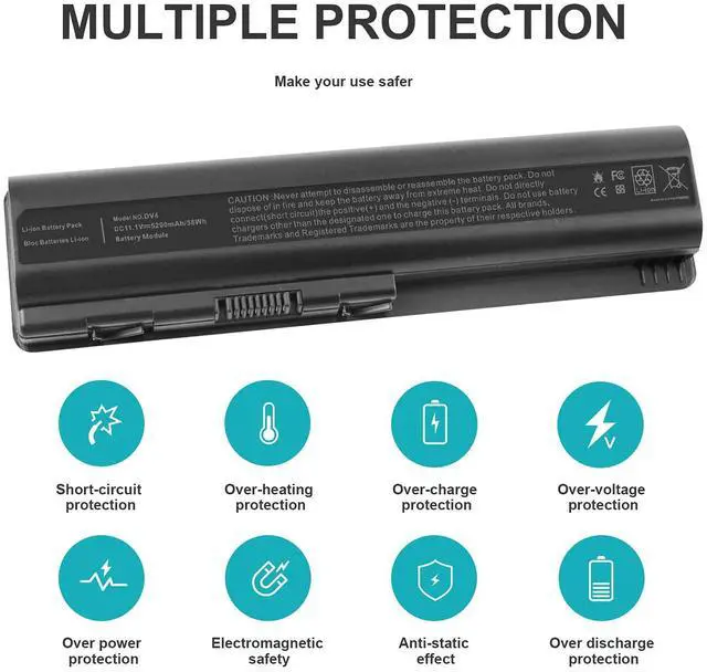 Alt view image 4 of 6 - EV06 Laptop Battery for HP Pavilion G50 G60 G70 G71 G60-535DX Compaq Presario CQ60 CQ50 CQ40 CQ70 CQ45 484170-001 484171-001 484172-001 485041-001 485041-002