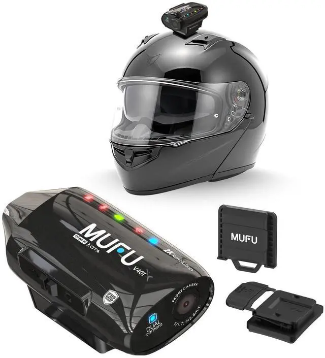 Main image of 2K Dual Front & Rear Camera for Top Mount Motorcycle Helmet, 4000mAh Battery 8H Loop Recording, IP66 Waterproof, Hands-Free POV Dash Cam, Portable Camcorder with WiFi, 64GB Memory, V40T