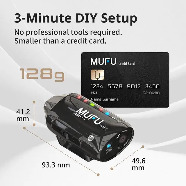 Alt view image 4 of 6 - 2K Dual Front & Rear Camera for Top Mount Motorcycle Helmet, 4000mAh Battery 8H Loop Recording, IP66 Waterproof, Hands-Free POV Dash Cam, Portable Camcorder with WiFi, 64GB Memory, V40T
