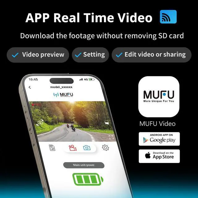 Alt view image 6 of 6 - 2K Dual Front & Rear Camera for Top Mount Motorcycle Helmet, 4000mAh Battery 8H Loop Recording, IP66 Waterproof, Hands-Free POV Dash Cam, Portable Camcorder with WiFi, 64GB Memory, V40T