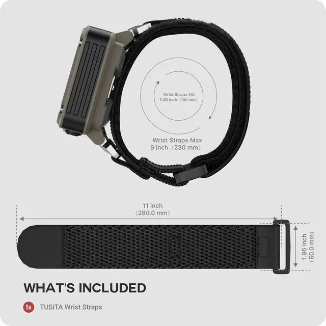 Alt view image 3 of 6 - Wrist Straps Compatible with Garmin Foretrex 601 701 801 901 Wrist-Mounted GPS - Tactical Black