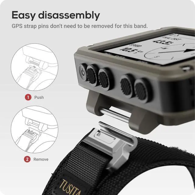 Alt view image 4 of 6 - Wrist Straps Compatible with Garmin Foretrex 601 701 801 901 Wrist-Mounted GPS - Tactical Black