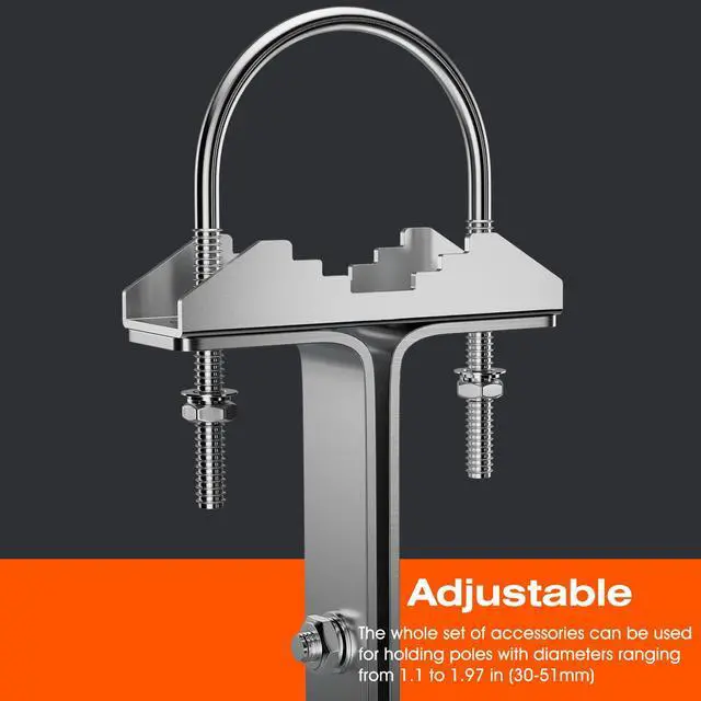 Alt view image 3 of 6 - Antenna Mounting Bracket 12 Inch SUS304 Stainless Steel Mast Wall Mount Clamp Windproof Antenna Mount for TV Antenna Mast