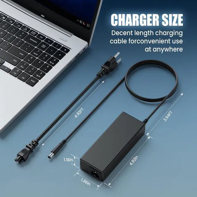 Alt view image 3 of 6 - 90W Power Supply Cord Charger Adapter Compatible with HP Pavilion Dv4 Dv6 Dv7 G50 G60 G60T G61 G62 G72 2000 Elitebook 8460p 8440p 2540p 8470p Presario 2210B 2510P CQ40 CQ45 Cq50