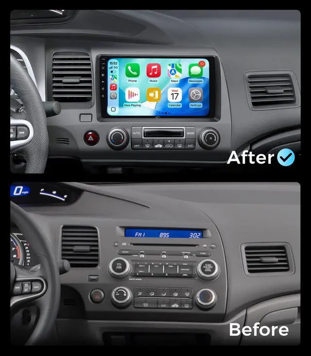 Alt view image 2 of 6 - Linux Car Radio for Honda Civic Stereo 2006-2011 Fast Boot | Wireless CarPlay & Android Auto,QLED, Bluetooth, AM/FM, SWC, Plug and Play
