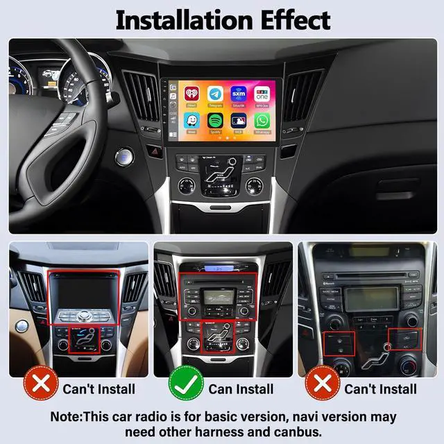 Alt view image 2 of 6 - Android Car Stereo for Hyundai Sonata 2010-2015 2G+64G with Carplay Android Auto Mirror Link 9 inch Touchscreen with GPS Navigation WiFi 26UI Bluetooth FM Backup Camera