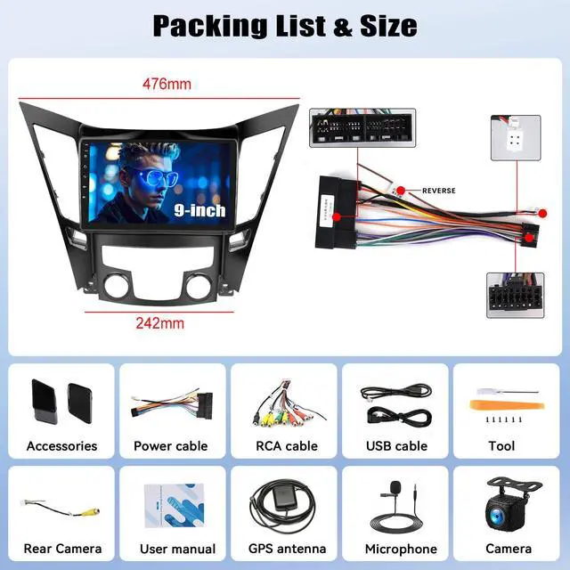 Alt view image 3 of 6 - Android Car Stereo for Hyundai Sonata 2010-2015 2G+64G with Carplay Android Auto Mirror Link 9 inch Touchscreen with GPS Navigation WiFi 26UI Bluetooth FM Backup Camera
