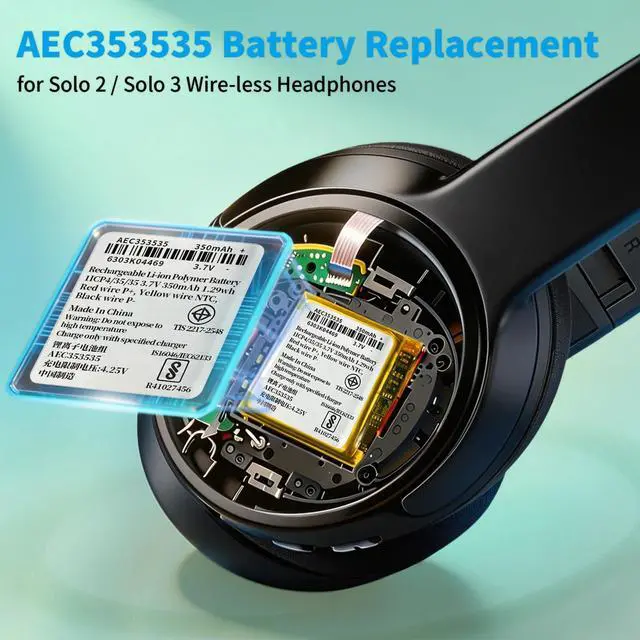 Alt view image 4 of 5 - Replacement Battery AEC353535 for Beats Solo3 Solo2 with Repair Tool Kit