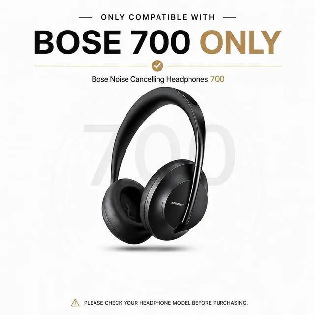 Alt view image 5 of 6 - Replacement Ear Pads for Bose 700 NC700, Memory Foam, Black | Ear Pads Cushions with Softer Protein Leather, Added Thickness for Bose 700 Wireless Noise Cancelling Headphones