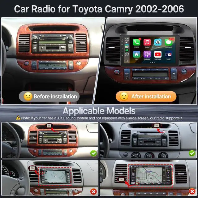 Alt view image 2 of 6 - Linux Car Stereo for Toyota Camry 2002 2003 2004 2005 2006(J.B.L) | Fast Boot Wireless Carplay Android Auto Radio with 9inch Touch Screen Support Bluetooth FM Mirror Link SWC+Backup Camera
