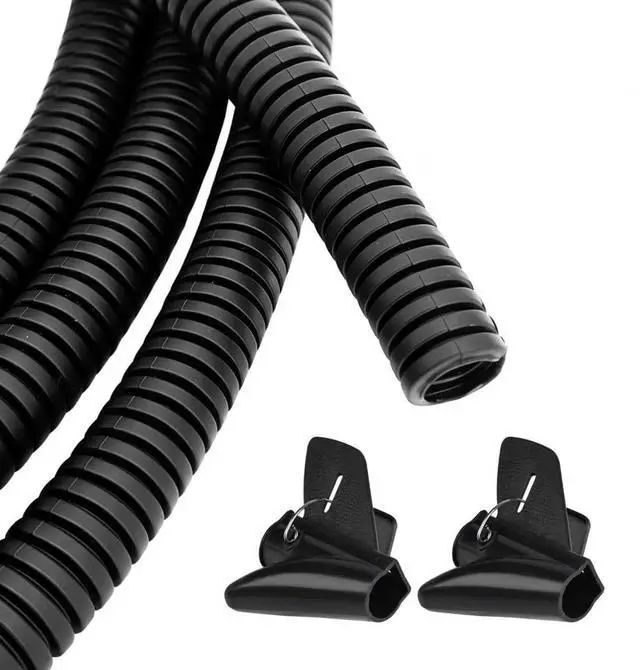 Main image of 100 FT - 3/8 inch Flame Retardant Split Wire Loom Tubing with Installation Tool - Protect Wires from Rabbits, Cats and Other Pets - Black