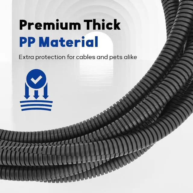 Alt view image 6 of 6 - 100 FT - 3/8 inch Flame Retardant Split Wire Loom Tubing with Installation Tool - Protect Wires from Rabbits, Cats and Other Pets - Black