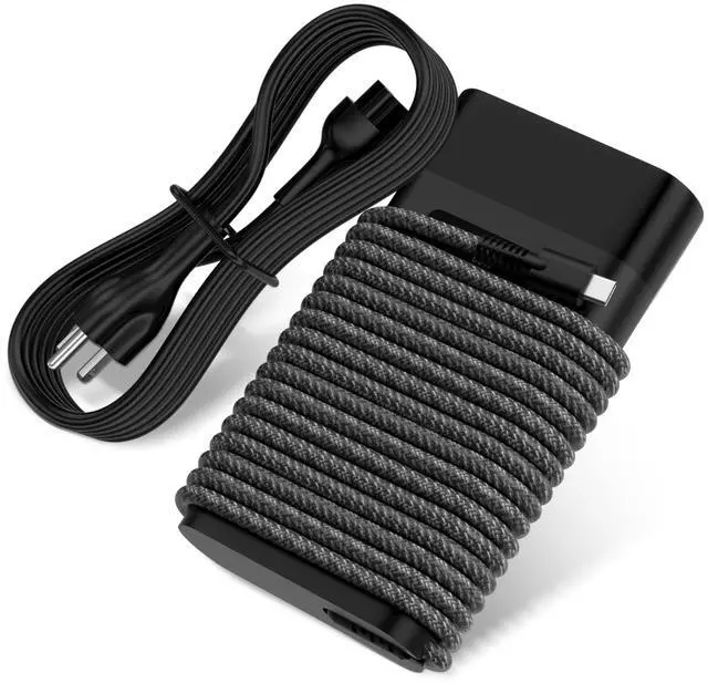 Main image of New Slim HP 65W USB C Laptop Charger Replacement for HP Spectre x360, Envy, Chromebook, Elitebook x360, Pavilion, Elite x2 Travel Computer Type C AC Adapter Power Cord Braided