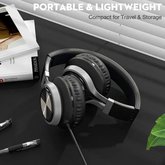 Alt view image 5 of 6 - Headphones Wired with Mic, 3.5mm Headset for Adult/Teens | Volume Control, Stereo Sound, Adjustable headband, Comfortable Fit, Foldable Headphones for Laptop/Tablets/Travel, Black