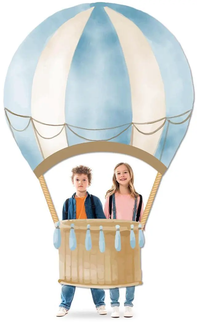 Main image of Blue Hot Air Balloon Shaped Photo Booth Prop Selfie Frame Travel Birthday Party Decoration Large Blue Hot Air Balloon Photography Background Flying Tour Backdrop Banner for Baby Shower Party Supplies