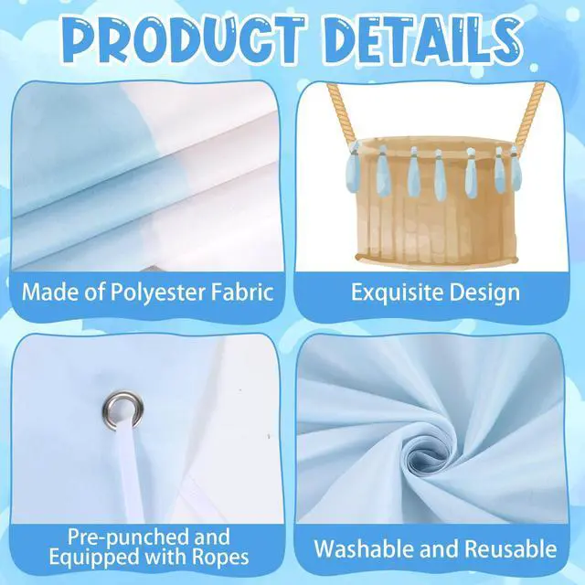 Alt view image 3 of 6 - Blue Hot Air Balloon Shaped Photo Booth Prop Selfie Frame Travel Birthday Party Decoration Large Blue Hot Air Balloon Photography Background Flying Tour Backdrop Banner for Baby Shower Party Supplies