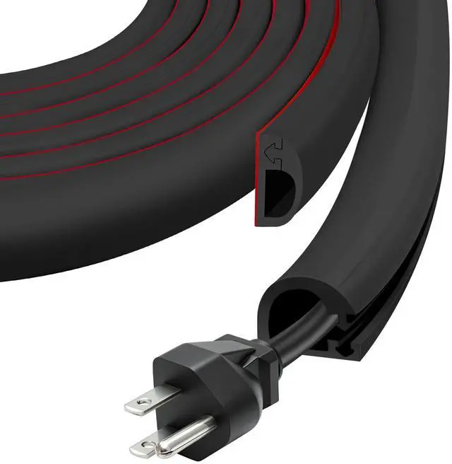Main image of Wall Cord Hider, Flexible Side-Open Cable Raceway,Black,Regular-118inch | Wall Cord Hider, Flexible Self-Adhesive Wire Cover for Cord Concealer for Mounted TV, Home Theater & Office,Black, 118inch