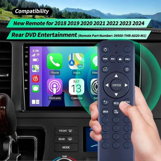Alt view image 2 of 6 - New Replacement 2018-2024 Remote Control fit for Honda Odyssey Elite/Touring/EX-L/EX Rear DVD Entertainment 2018 2019 2020 2021 2022 2023 (Remote Part Number: 39560-THR-A020-M1)