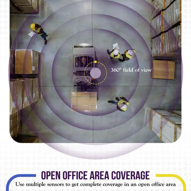 Alt view image 3 of 6 - High Bay Ceiling Motion Sensor, Passive Infrared PIR Ceiling Sensor, 360° Field of View, 2800 Sq Ft Coverage, 120-277VAC, Neutral Wire Required, Commercial/Industrial Grade, MPC-50H, White | MPC-50H P