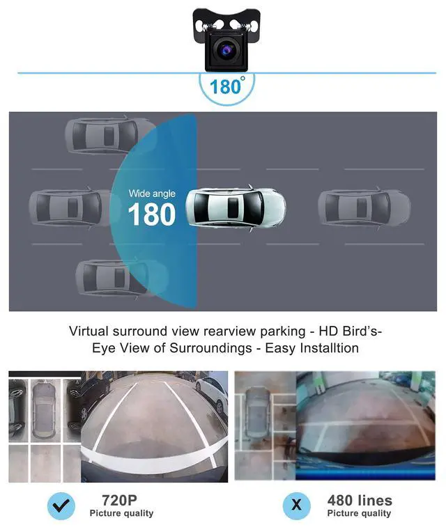 Alt view image 4 of 6 - AC-HD03LR 720P Rearview Backup Camera (180° Wide-Angle), for A6PF/PL/PP,S8 Models(Not for S8L/MS/UN/PN/GEN4),VSV (Virtual Surround-View)Parking,LRV (Live Rear-View),Night Vision&Waterproof