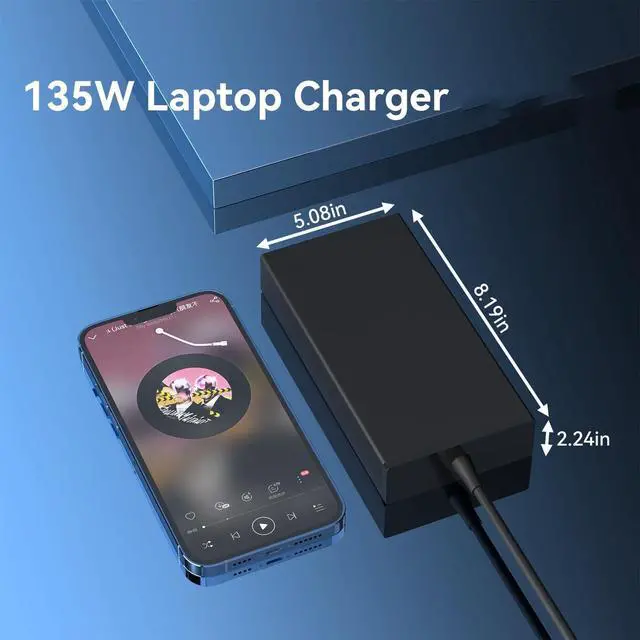 Alt view image 4 of 6 - 2026 135W 5.5 * 1.7mm Laptop Charger Compatible with Acer Nitro 5 | Fit for Acer Nitro 5 Gaming Laptop AN515-58 AN515-44 AN515-54 AN515-55 Nitro V 15 V 16S V 17 AI ANV15 15.6" RTX3050 RTX3060