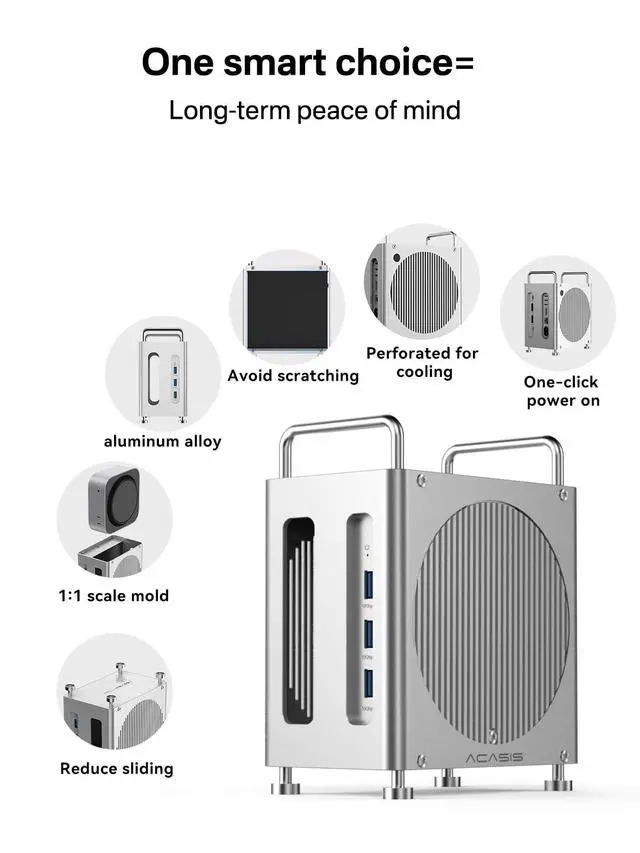 Alt view image 6 of 6 - 40Gbps Mac mini M4 Dock Ultra-Fast Transmission, Mac mini M4 Hub with Signle ssd Enclosure Support Up to 8TB 2*DP+3*USB-A+SD/TF for Video Editor, Photographer, Professional Users