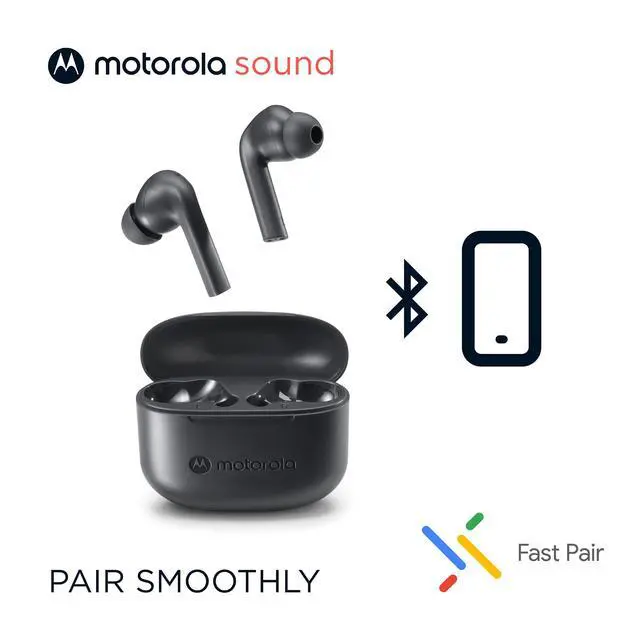 Alt view image 2 of 6 - Motorola Moto Buds 065 - True Wireless, Ear Buds, Noise Isolation and 17 Hours Playtime, Touch Control on Both Earbuds, IPX4 Water Resistant, ENC mic for Clear Voice Calls. (Moonless Night)