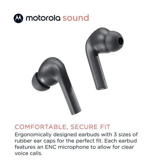 Alt view image 5 of 6 - Motorola Moto Buds 065 - True Wireless, Ear Buds, Noise Isolation and 17 Hours Playtime, Touch Control on Both Earbuds, IPX4 Water Resistant, ENC mic for Clear Voice Calls. (Moonless Night)