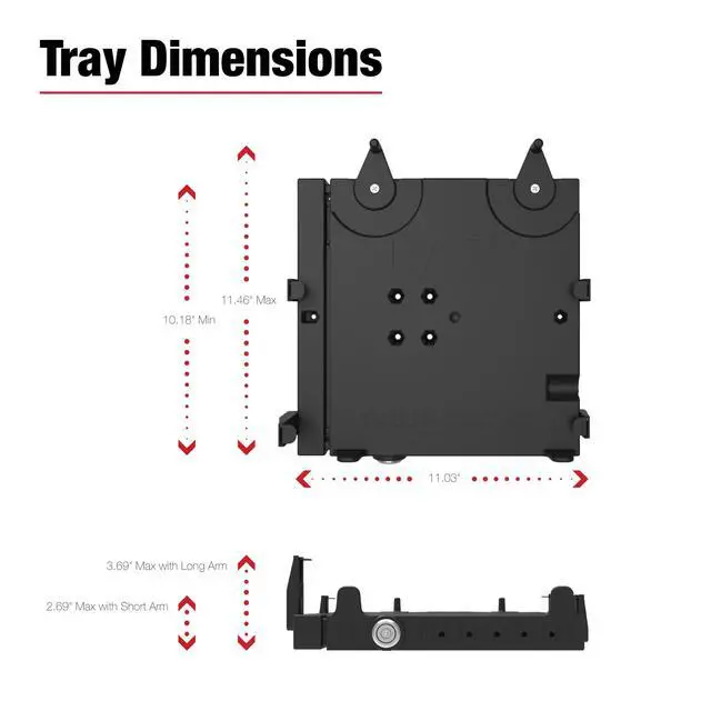 Alt view image 3 of 6 - Tough-Tray III Universal Laptop Tray for 10"-17" Laptops | Spring-loaded tray with adjustable supports and integrated AMPS mounting points