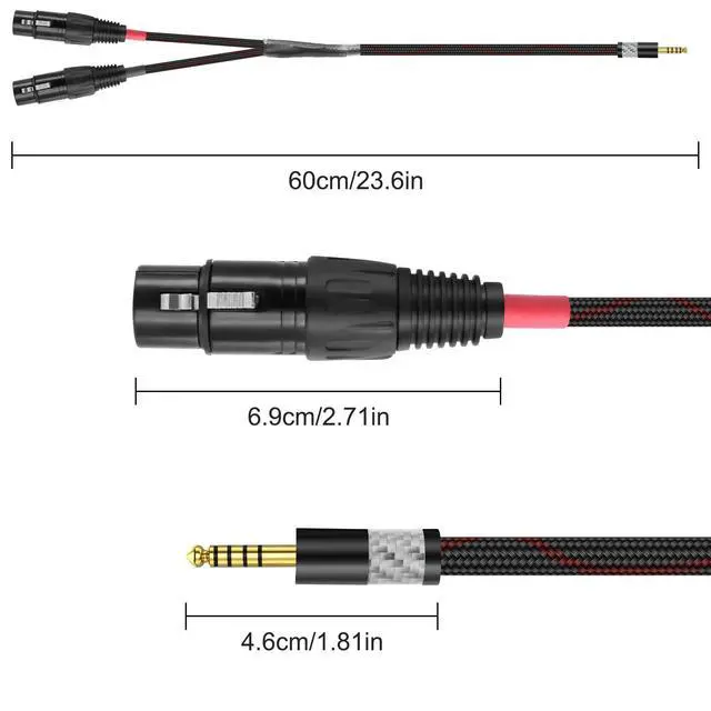 Alt view image 2 of 6 - 4.4mm to Dual XLR 3 Pin Balance Female Headphone Audio Splitter | Adapter Cable HiFi for PHA2A WMLA ZX300A DAC AMP - 0.5M/1.6FT (4.4mm to 2*XLR Female)
