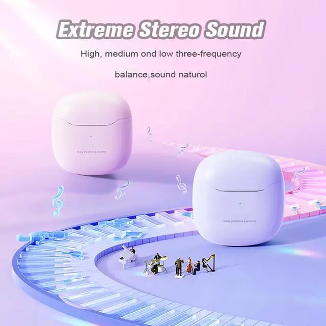 Alt view image 4 of 6 - TWS-19 Wireless In-Ear Headphones, White, Bluetooth 5.3, 5H Battery, Waterproof, Kids (6+), Sport, Gaming