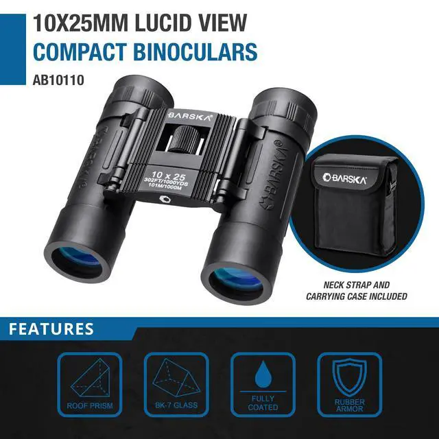 Alt view image 5 of 6 - Lucid View 10x25 Compact Binoculars Lightweight Folding Design with Fully Coated Optics & Rubber Armor Ideal for Travel, Hiking, Hunting & Sports