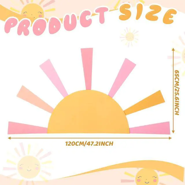 Alt view image 2 of 6 - 25.6'' x 47.2'' Here Comes the Son Baby Shower Decoration Boho Here Comes the Sun Backdrop First Trip Around the Sun Hollow Core Board with Instruction Stand Photo Background(Pastel Colors)