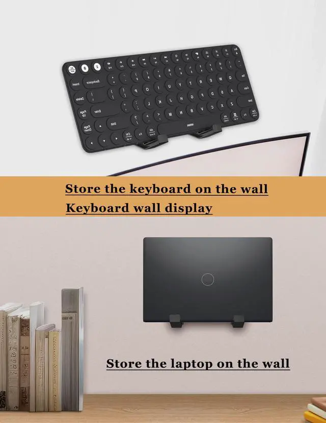 Alt view image 3 of 6 - Universal Wall Mount for Keyboard/Laptop/Tablet, (Black) | Storage Organizer Wall Display Rack Holder for Electronics, Wall Hangers for Pictures/ Paintings/ Frames/ Books