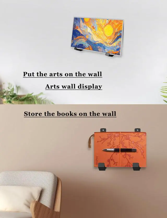 Alt view image 5 of 6 - Universal Wall Mount for Keyboard/Laptop/Tablet, (Black) | Storage Organizer Wall Display Rack Holder for Electronics, Wall Hangers for Pictures/ Paintings/ Frames/ Books