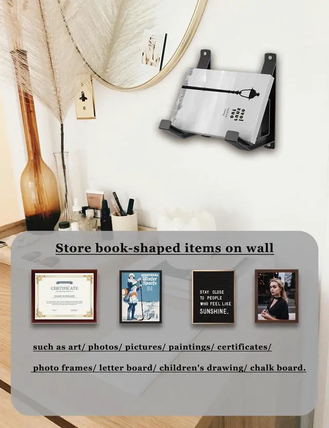 Alt view image 6 of 6 - Universal Wall Mount for Keyboard/Laptop/Tablet, (Black) | Storage Organizer Wall Display Rack Holder for Electronics, Wall Hangers for Pictures/ Paintings/ Frames/ Books