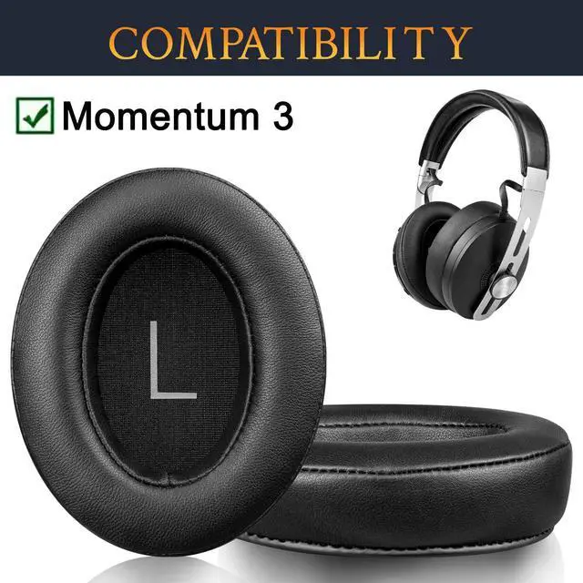 Alt view image 2 of 6 - Lambskin Earpads Replacement for Sennheiser Momentum 3 Wireless Noise Cancelling Over/Around-Ear Headphones, Ear Pads Cushions with Soft Noise Isolation Memory Foam - Black