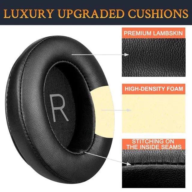 Alt view image 4 of 6 - Lambskin Earpads Replacement for Sennheiser Momentum 3 Wireless Noise Cancelling Over/Around-Ear Headphones, Ear Pads Cushions with Soft Noise Isolation Memory Foam - Black