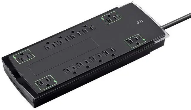 Main image of 12 Outlet Slim Surge Protector - UL Rated, 4,230 Joules, Grounded And Protected Light Indicator, 10 Feet, Black