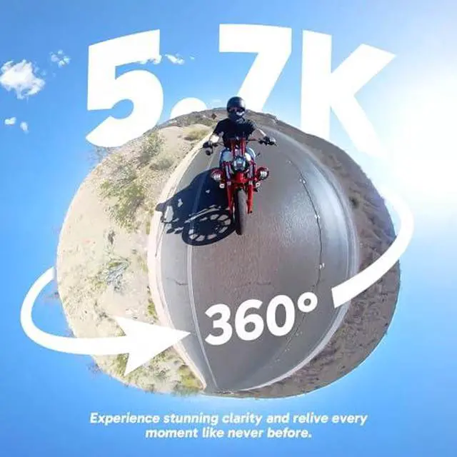 Alt view image 2 of 6 - 360 Weatherproof 360° Action Camera Motorcycle Combo and Camera Carrying Case Bundle