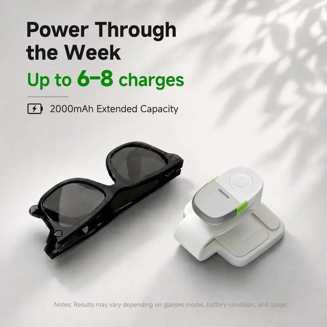 Alt view image 4 of 6 - Fast Car Visor Charger for Ray-Ban Meta Gen 1 & Gen 2 | 2000mAh Glasses Visor Charger, Car Visor Mounting Charger for Wayfarer, Skyler, Mini Power Bank One-Hand Charging in Car