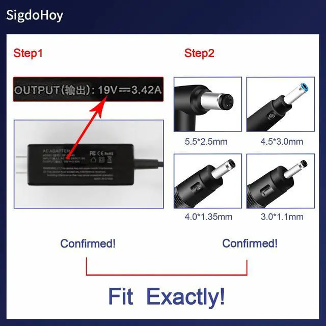 Alt view image 3 of 6 - Laptop Charger Compatible with Asus Vivobook Flip 17 14 15, S14 S15 S13, Go 15 14 12 with Round Connector 65W/45W/33W