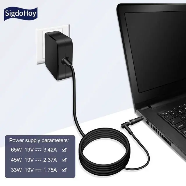 Alt view image 4 of 6 - Laptop Charger Compatible with Asus Vivobook Flip 17 14 15, S14 S15 S13, Go 15 14 12 with Round Connector 65W/45W/33W